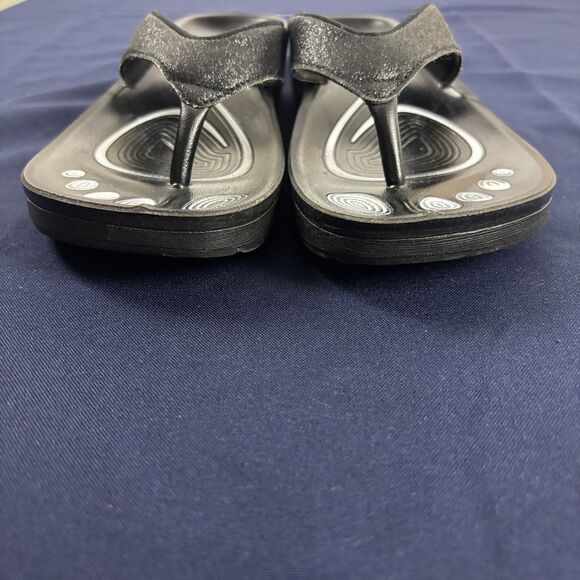Aerothotic Black Sparkle Glitter Thong Sandals Rubber soles Size 7/37 - Picture 7 of 7